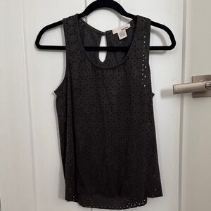 Sans Souci Black Eyelet Sleeveless Tank Top